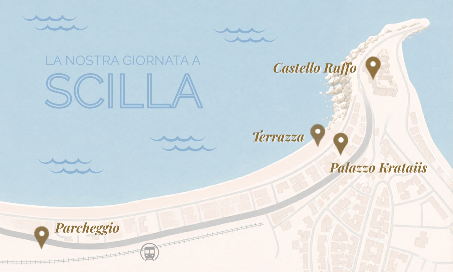 Mappa di Scilla con le location del matrimonio